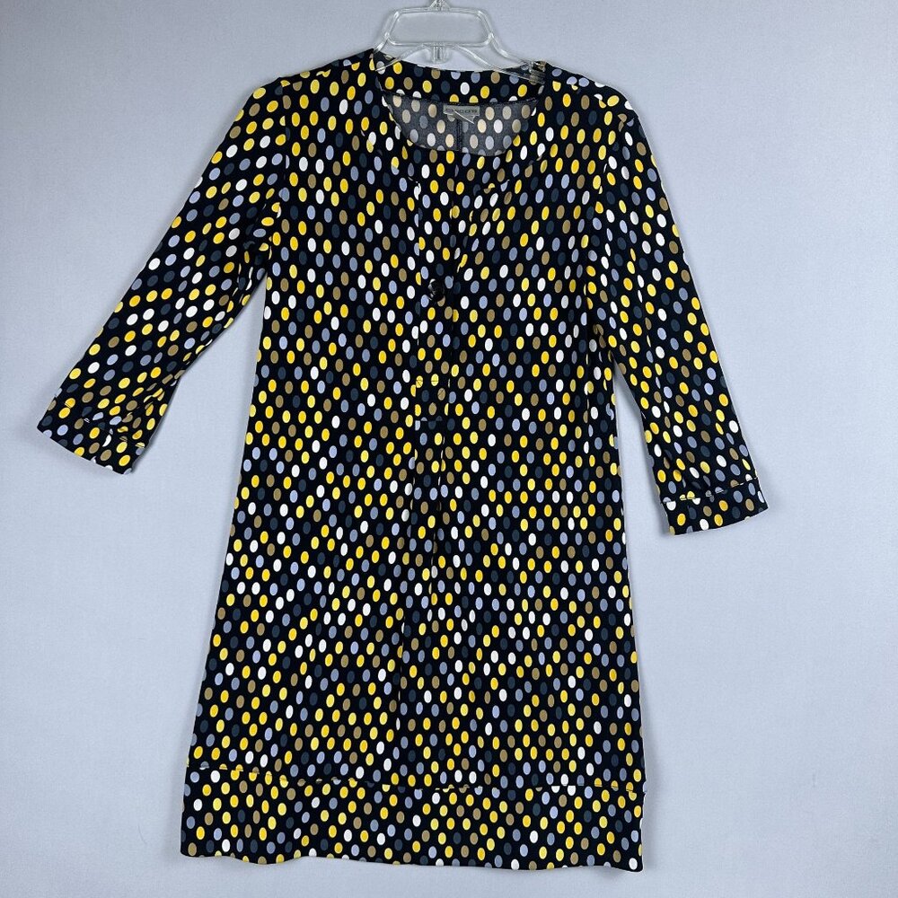 Chico's Sunshine Dot Bliss Mod Style Dress Size 0 3/4 Sleeve Polka Dot Multicolo